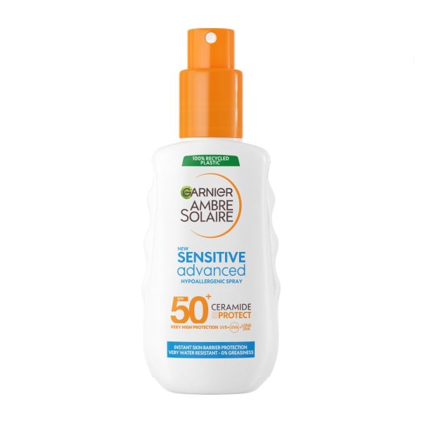 Garnier Ambre Solaire Sensitive Advanced SPF 50+ Ceramide Protect Sunscreen Spray For Adults 150ml For Discount